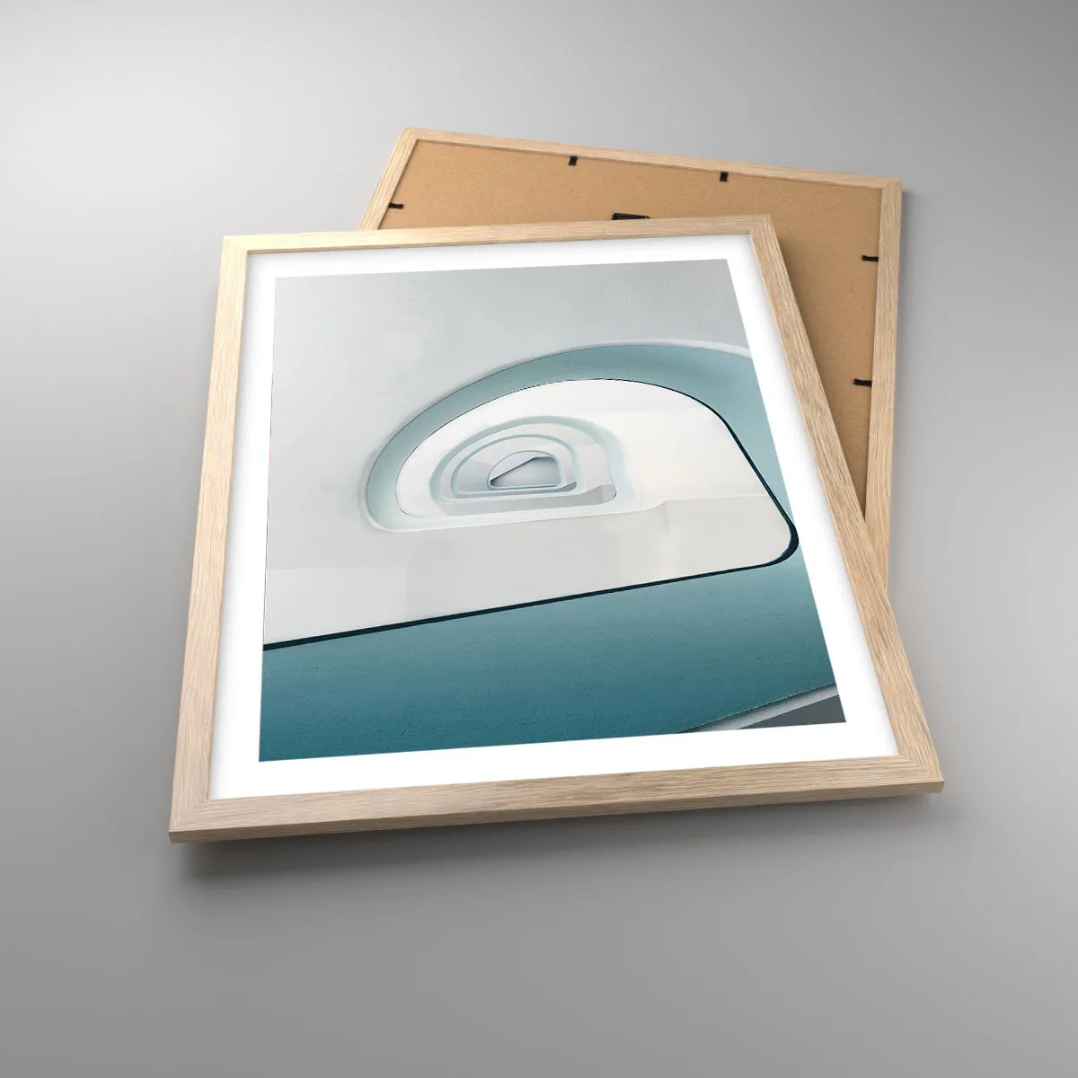 Pôster com moldura de carvalho claro - Para o fundo do azul - 40x50 cm