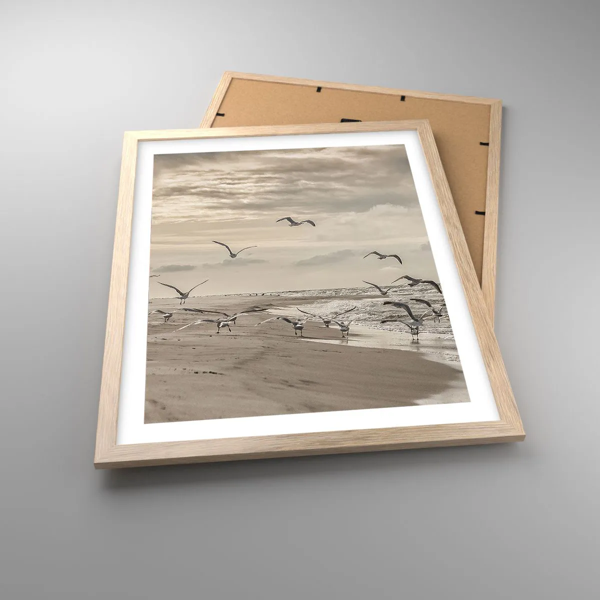 Poster in light oak frame - Sound of the Sea, Singing of the Birds - 40x50 cm