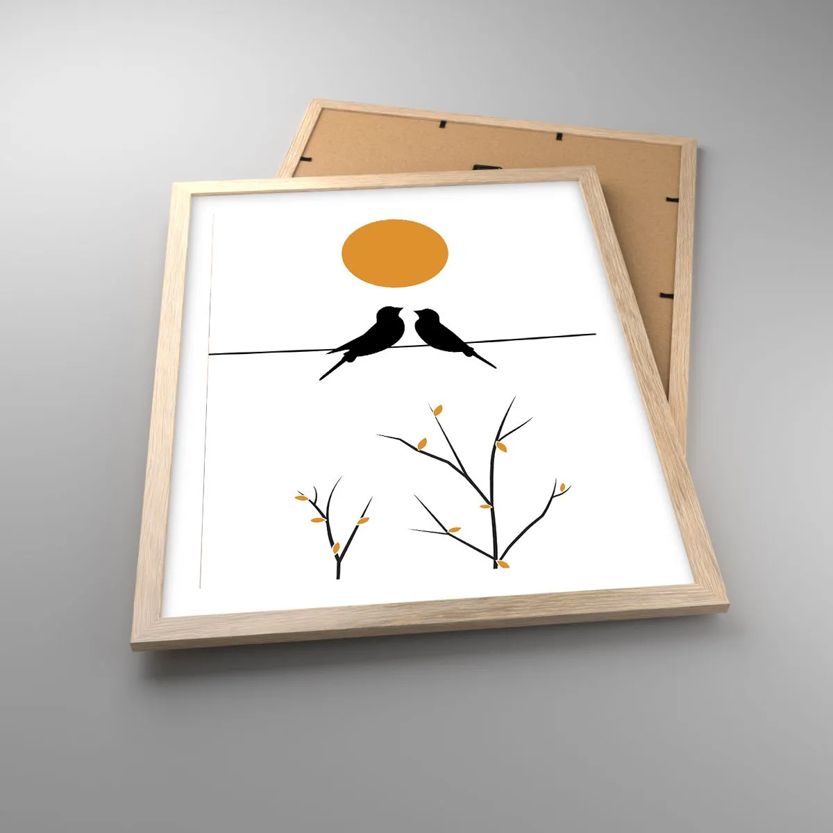 Poster in light oak frame - Nightingale Evening - 40x50 cm