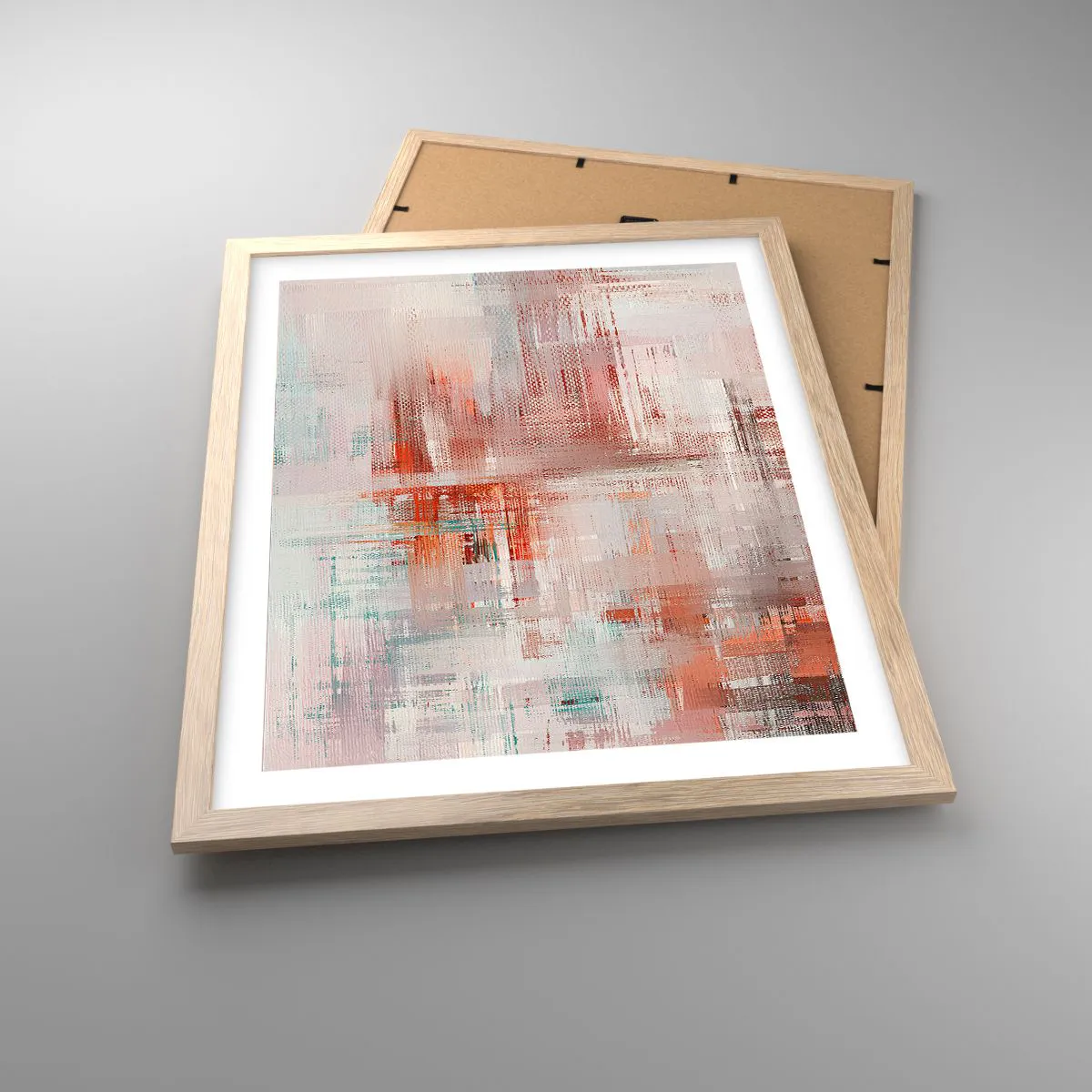 Poster in einem Rahmen aus heller Eiche - Dunstig. Aber rosa - 40x50 cm