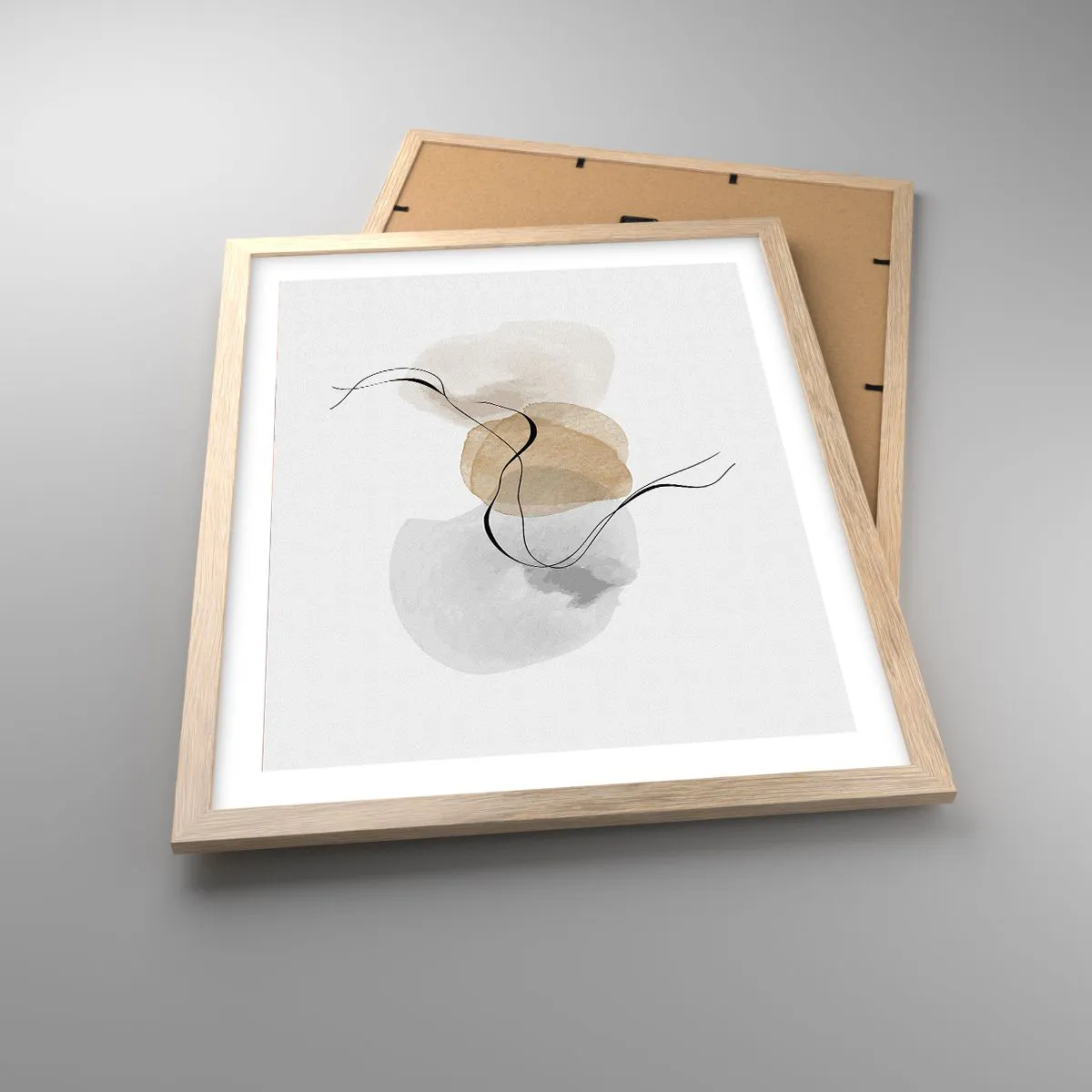 Plakat i ramme af lyst egetræ - Perler i luften - 40x50 cm