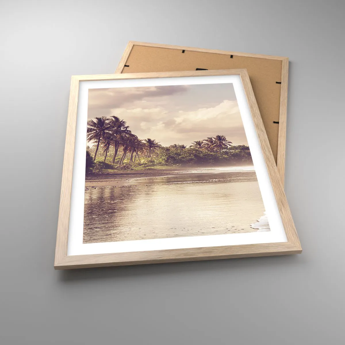 Poster in light oak frame - Caress of the Waves - 40x50 cm