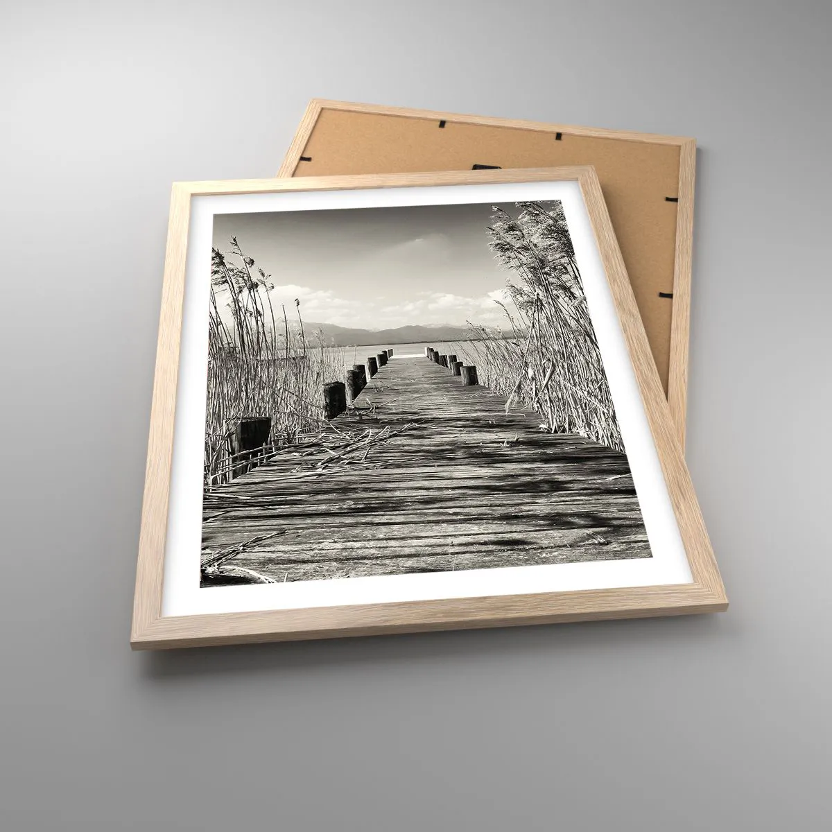 Póster en marco roble claro - En la quietud de los juncos - 40x50 cm