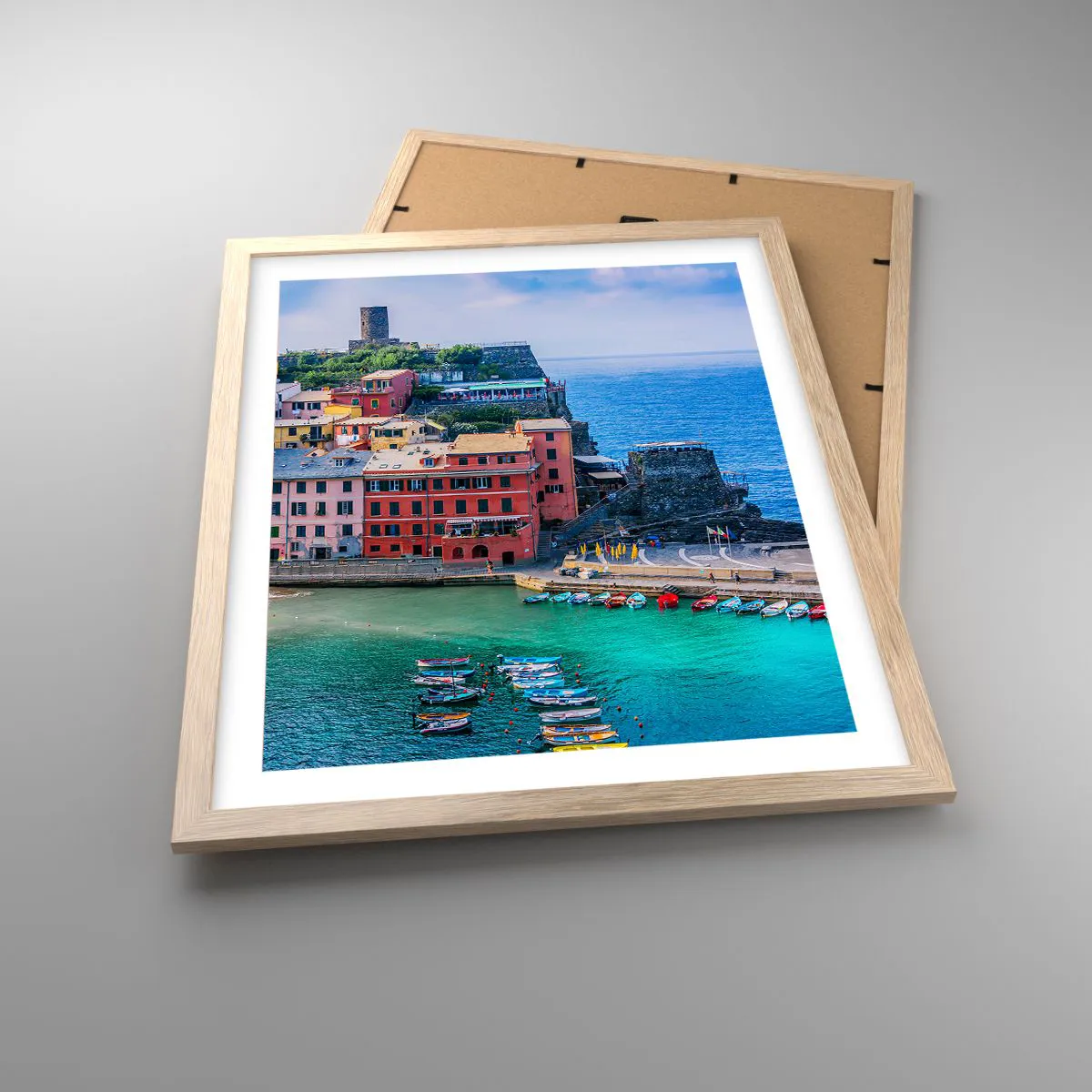 Poszter világos tölgy keretben - Varázslatos mediterrán város - 40x50 cm