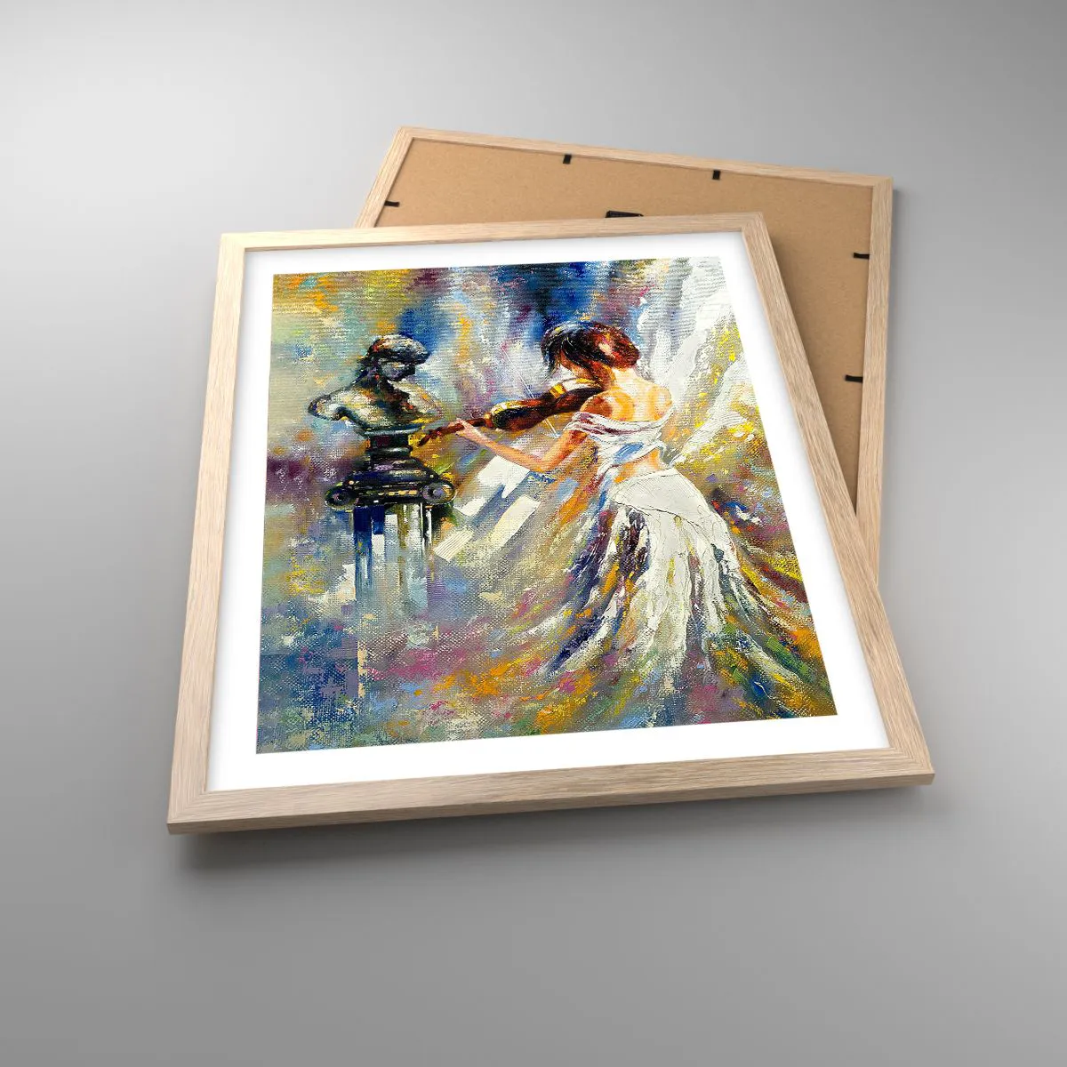 Poster in einem Rahmen aus heller Eiche - Mit Gefühl beleben - 40x50 cm