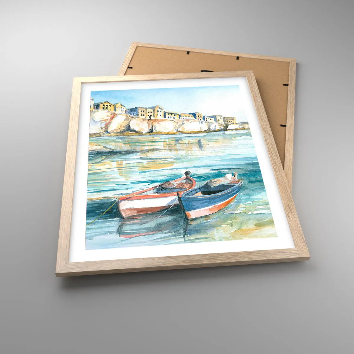 Poster in light oak frame - Landscape in Azure - 40x50 cm