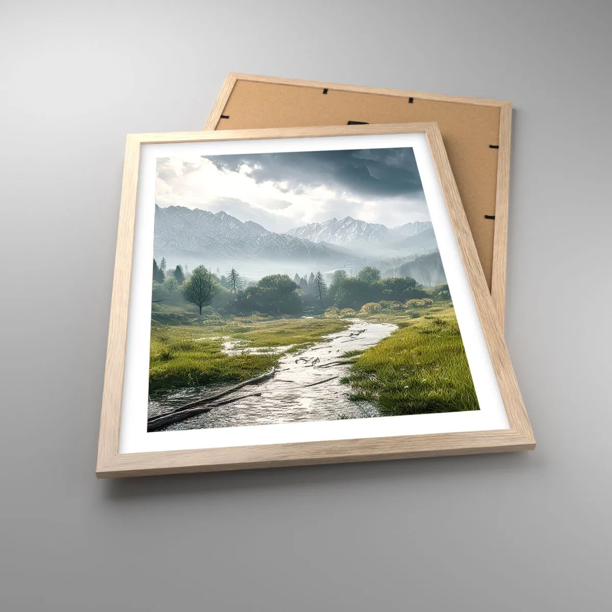 Plakat i ramme af lyst egetræ - Der og tilbage - 40x50 cm