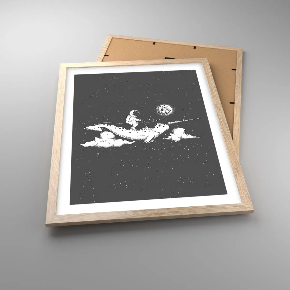 Affiche dans un chêne clair - Poster - Cavalier de l'espace - 40x50 cm