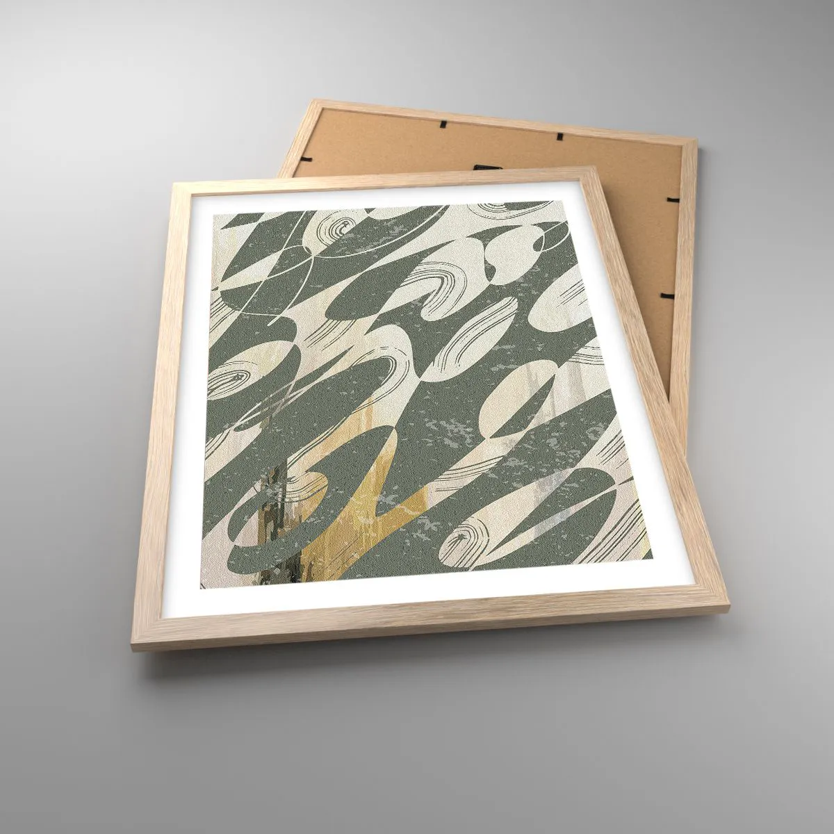 Een poster in een licht eiken lijst - Ritmische abstractie - 40x50 cm