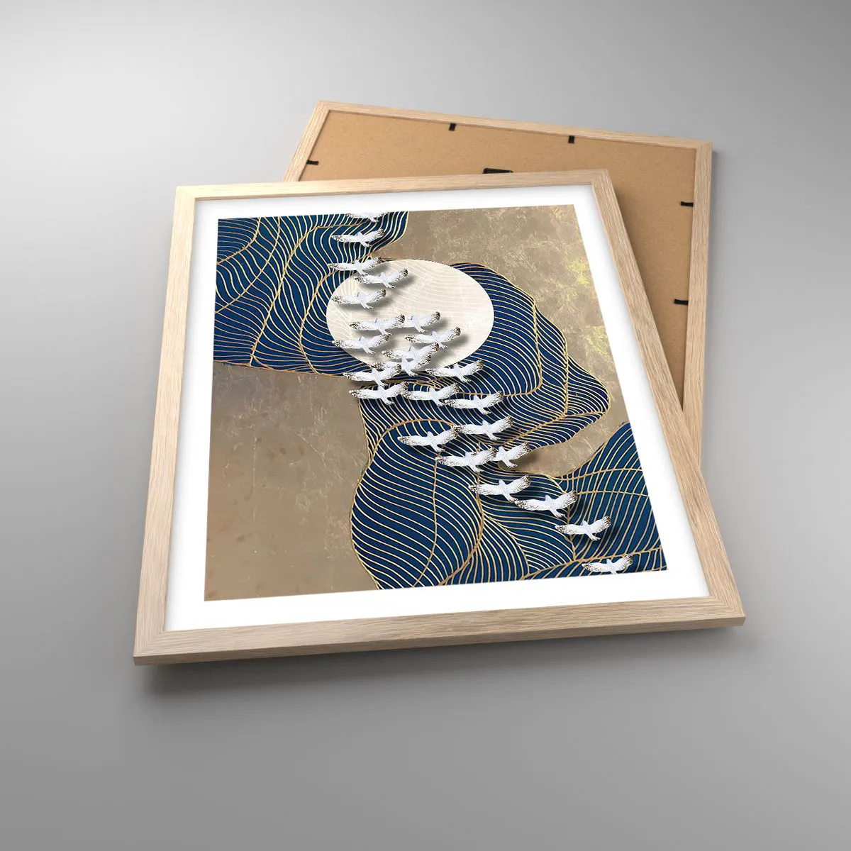 Poster in light oak frame - Freedom, Travel, Community - 40x50 cm