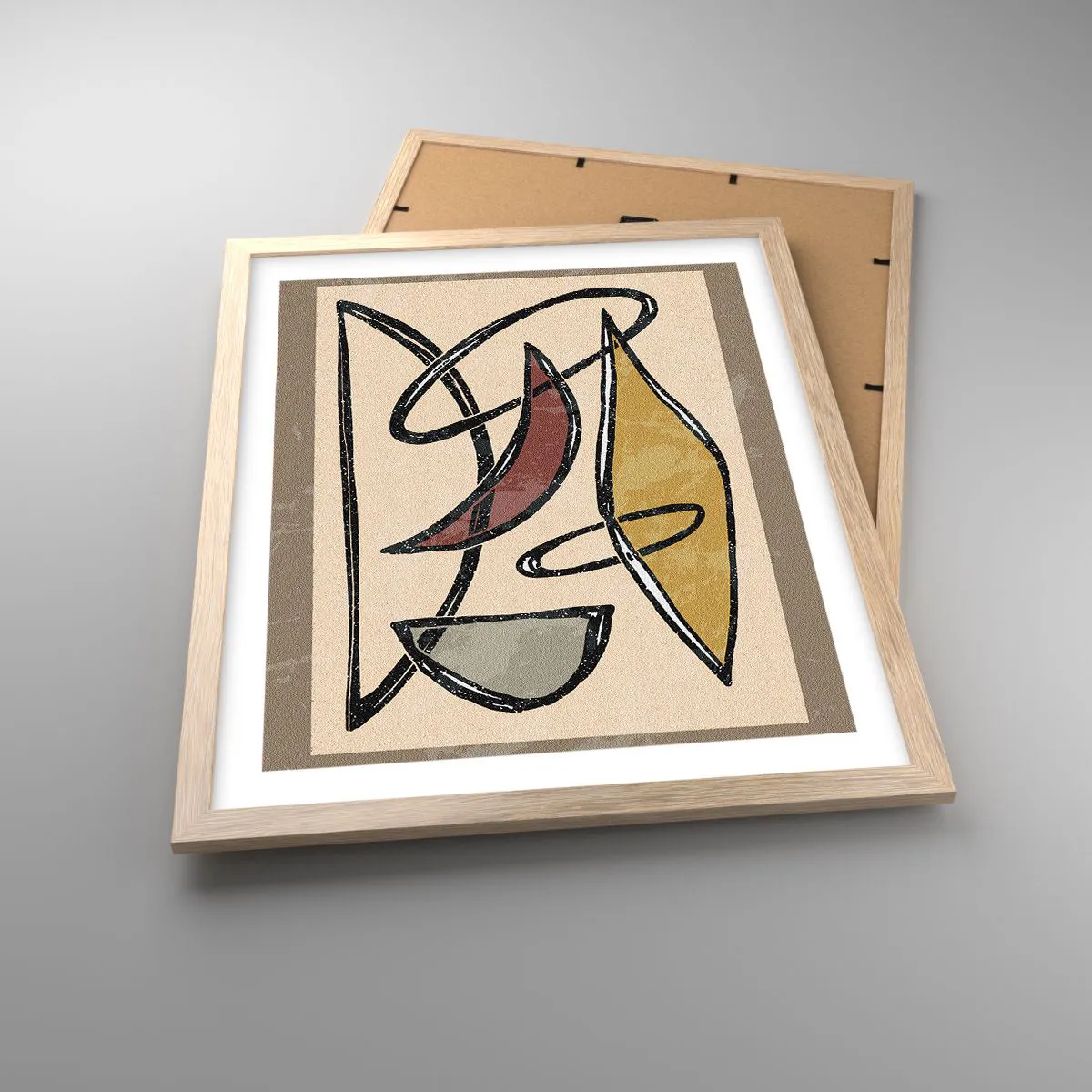 Pôster com moldura de carvalho claro - Composição – arcos e ovais - 40x50 cm
