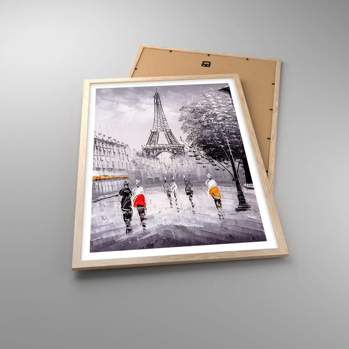 Pôster com moldura de carvalho claro - Passeio em Paris - 50x70 cm