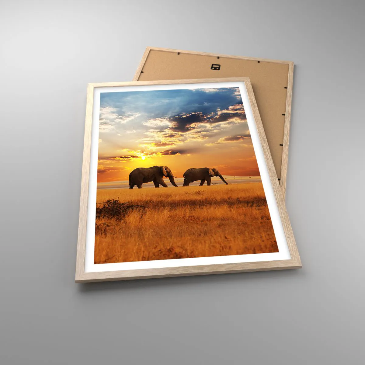 Poster in light oak frame - Family Walk - 50x70 cm