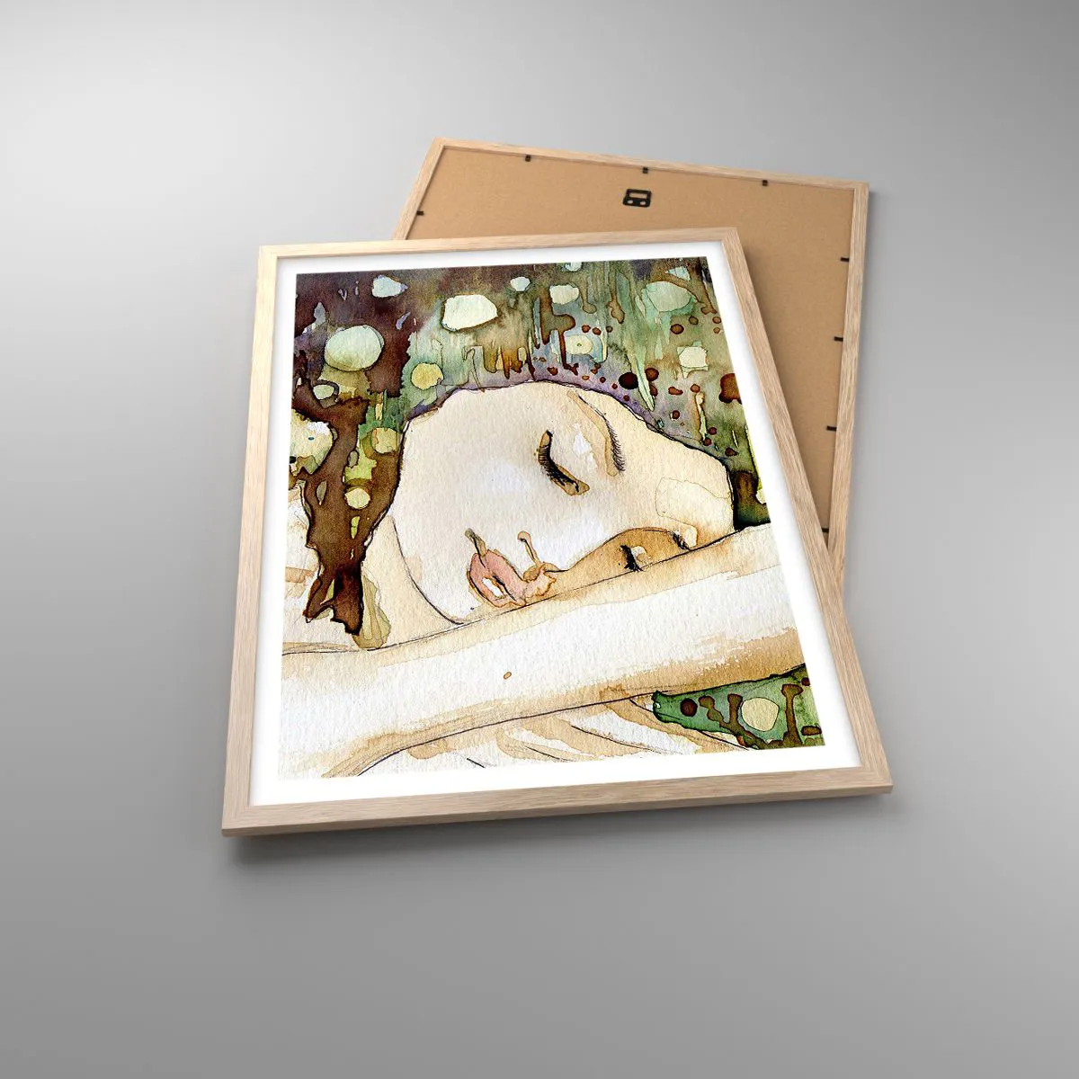 Pôster com moldura de carvalho claro - Um sonho Violeta Esmeralda - 50x70 cm