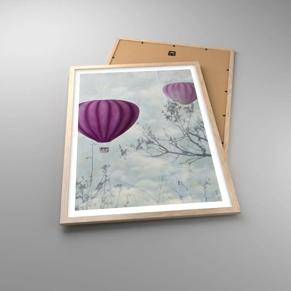 Pôster com moldura de carvalho claro - Como navios no céu - 50x70 cm