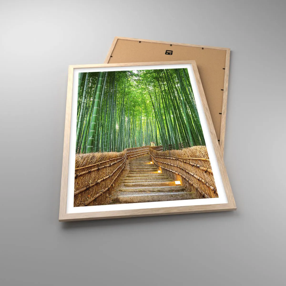 Plakat i ramme af lyst egetræ - Essensen af den asiatiske natur - 50x70 cm