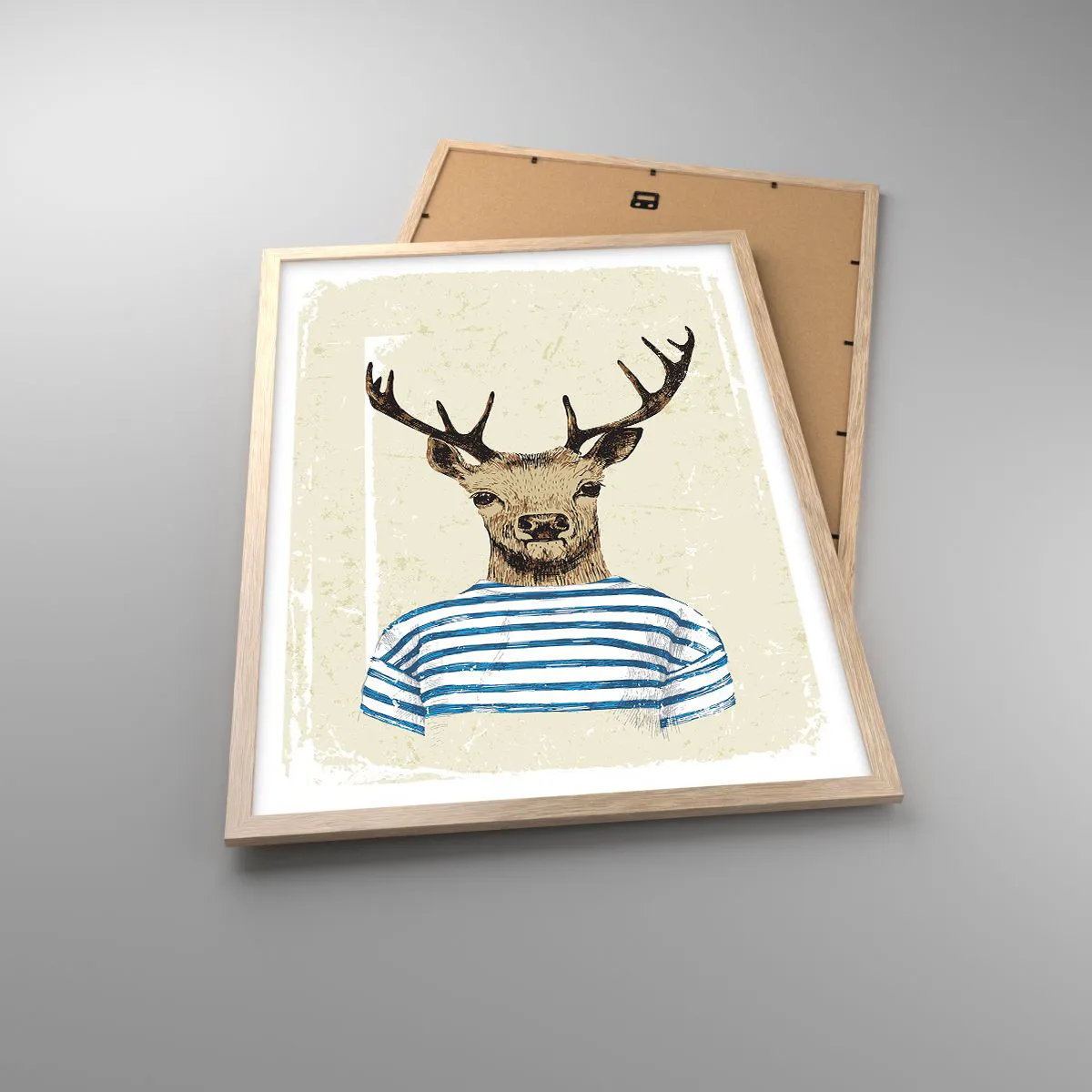 Plakat i ramme af lyst egetræ - Fordi jeg kan lide stribede skjorter! - 50x70 cm