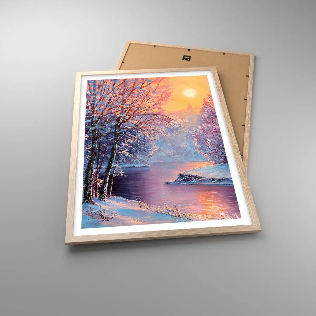 Plakat i ramme af lyst egetræ - Vinterens farver - 50x70 cm