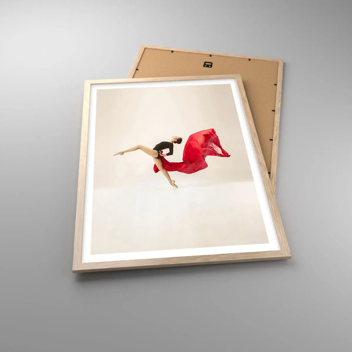 Poster in einem Rahmen aus heller Eiche - Rot und Schwarz - 50x70 cm