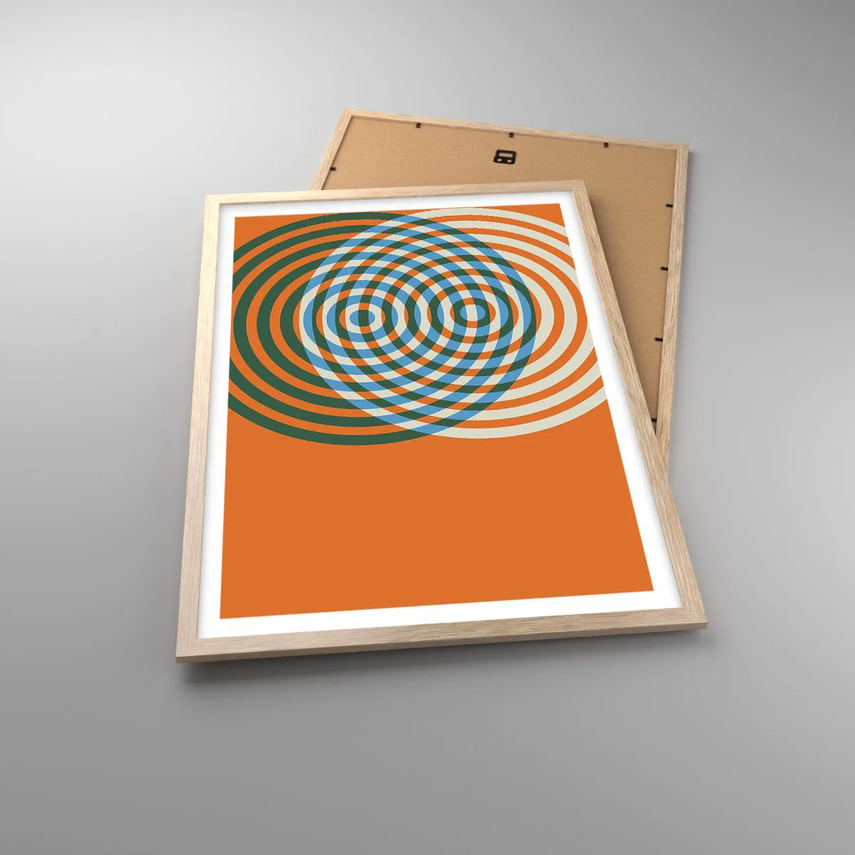 Poster în ramă de stejar deschis - Variație circulară abstractă - 50x70 cm
