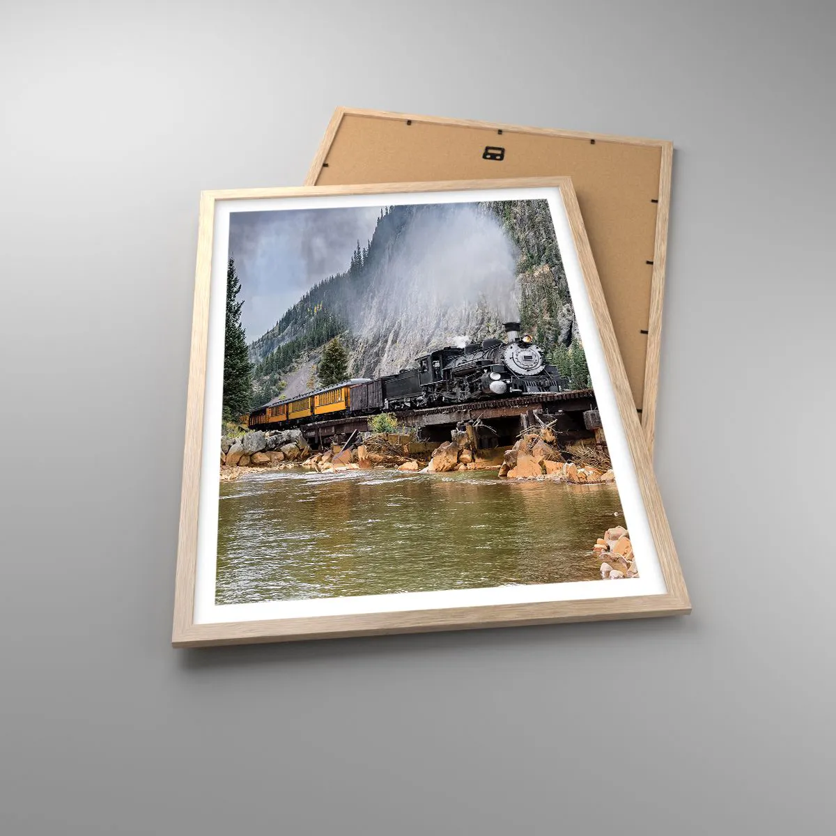 Affiche dans un chêne clair - Poster - Et lui jusqu'où? Jusqu'où? - 50x70 cm