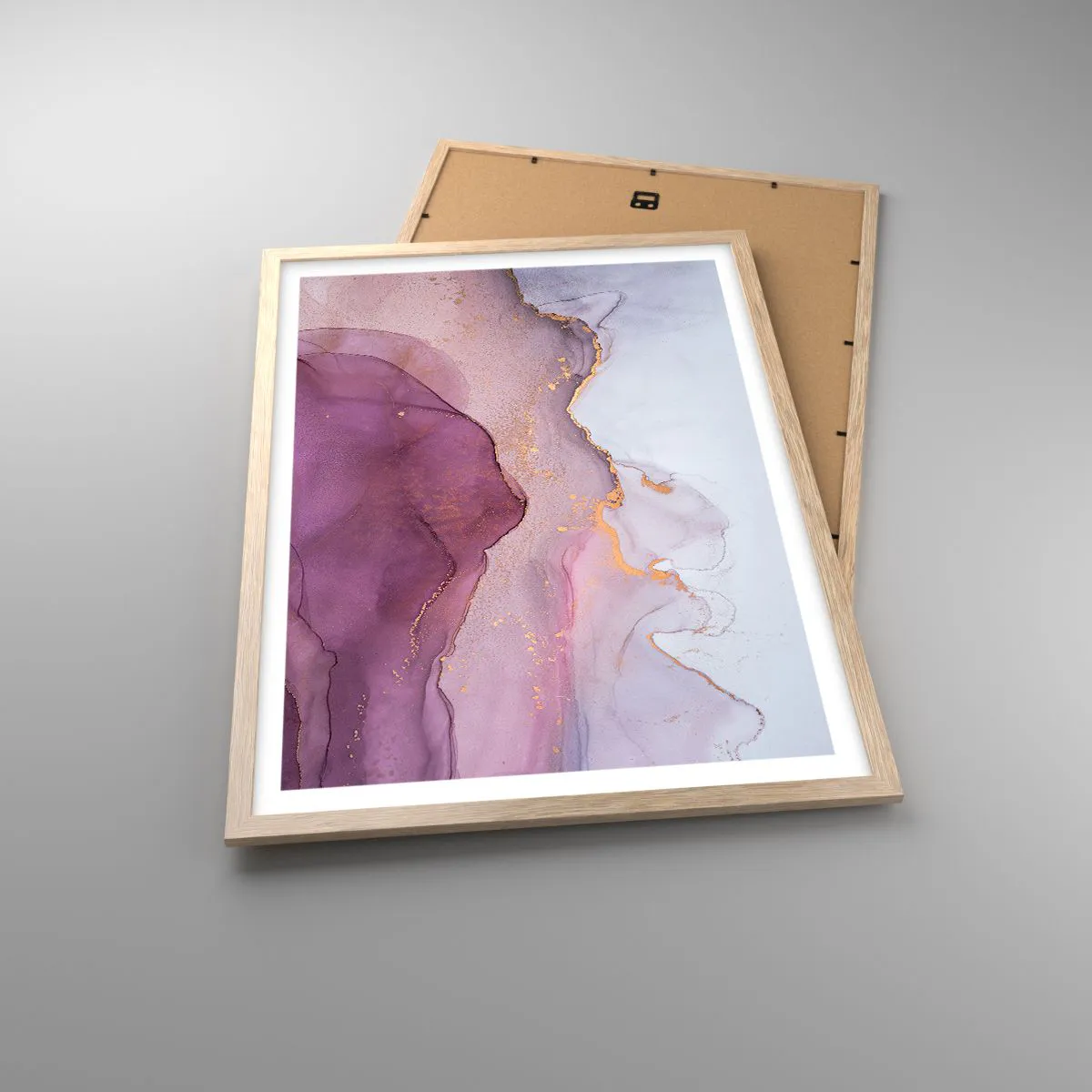 Plakat w ramie jasny dąb - Fale lila i fioletu - 50x70 cm