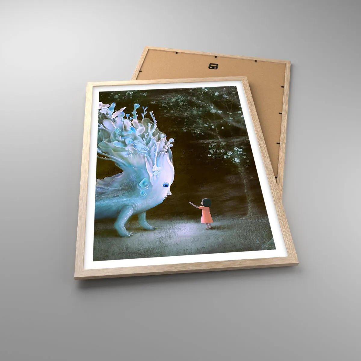 Pôster com moldura de carvalho claro - Encontro fantástico - 50x70 cm