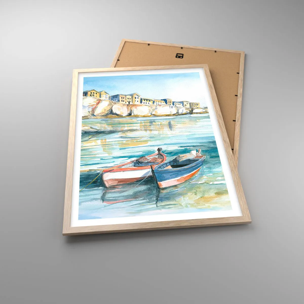 Affiche dans un chêne clair - Poster - Paysage dans l'azur - 50x70 cm