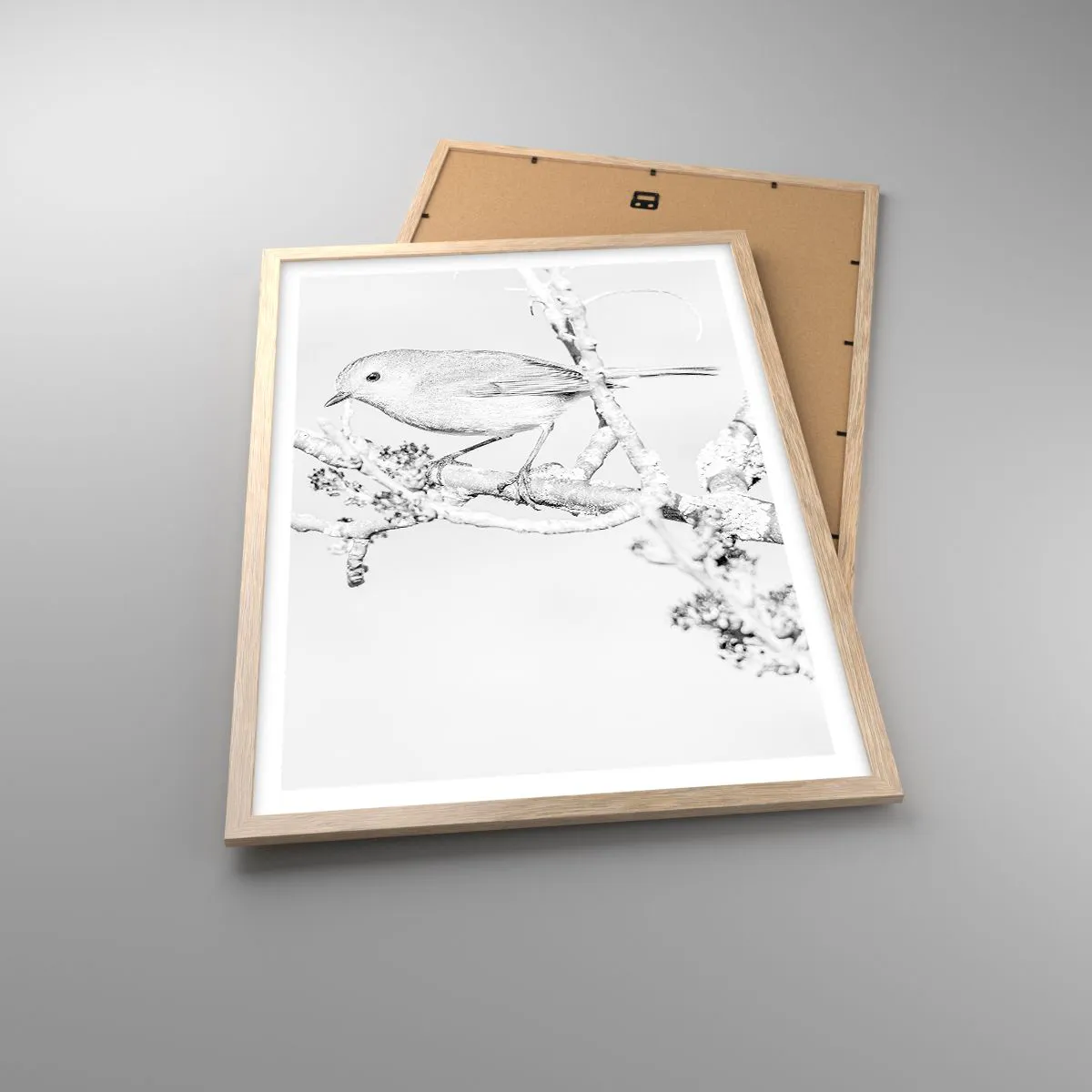 Plakat i ramme af lyst egetræ - Vintermorgen - 50x70 cm