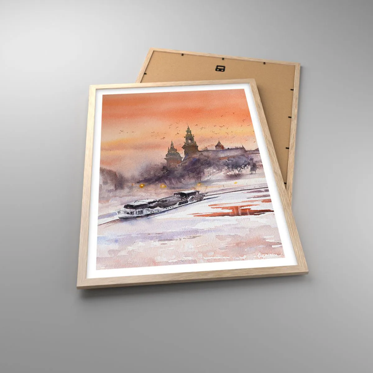 Poszter világos tölgy keretben - Királyi naplemente - 50x70 cm