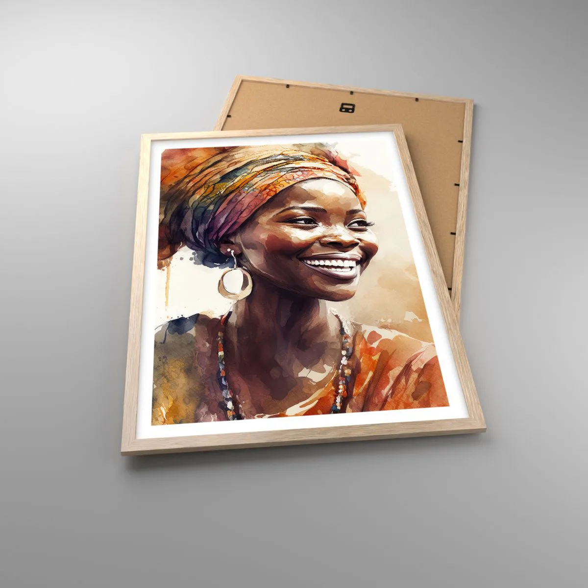 Pôster com moldura de carvalho claro - Rainha africana - 50x70 cm