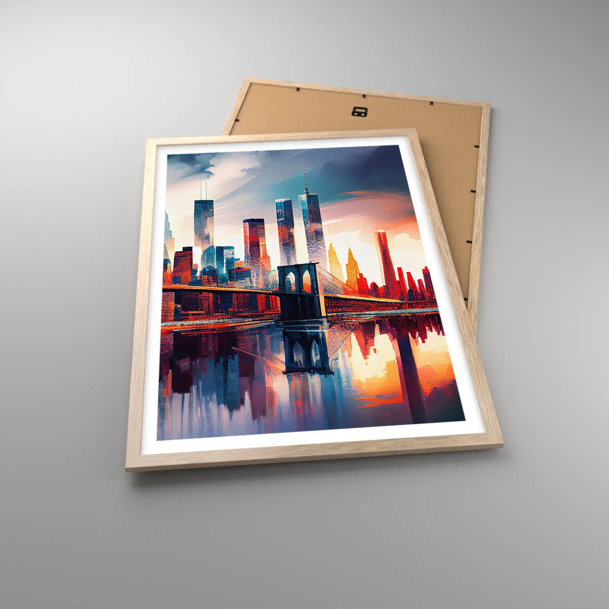 Plagát v ráme zo svetlého duba - Famózny New York - 50x70 cm