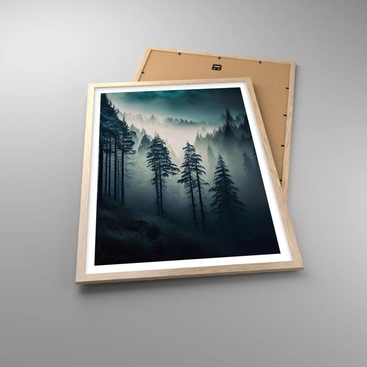 Plakát v rámu světlý dub - Horské ráno - 50x70 cm