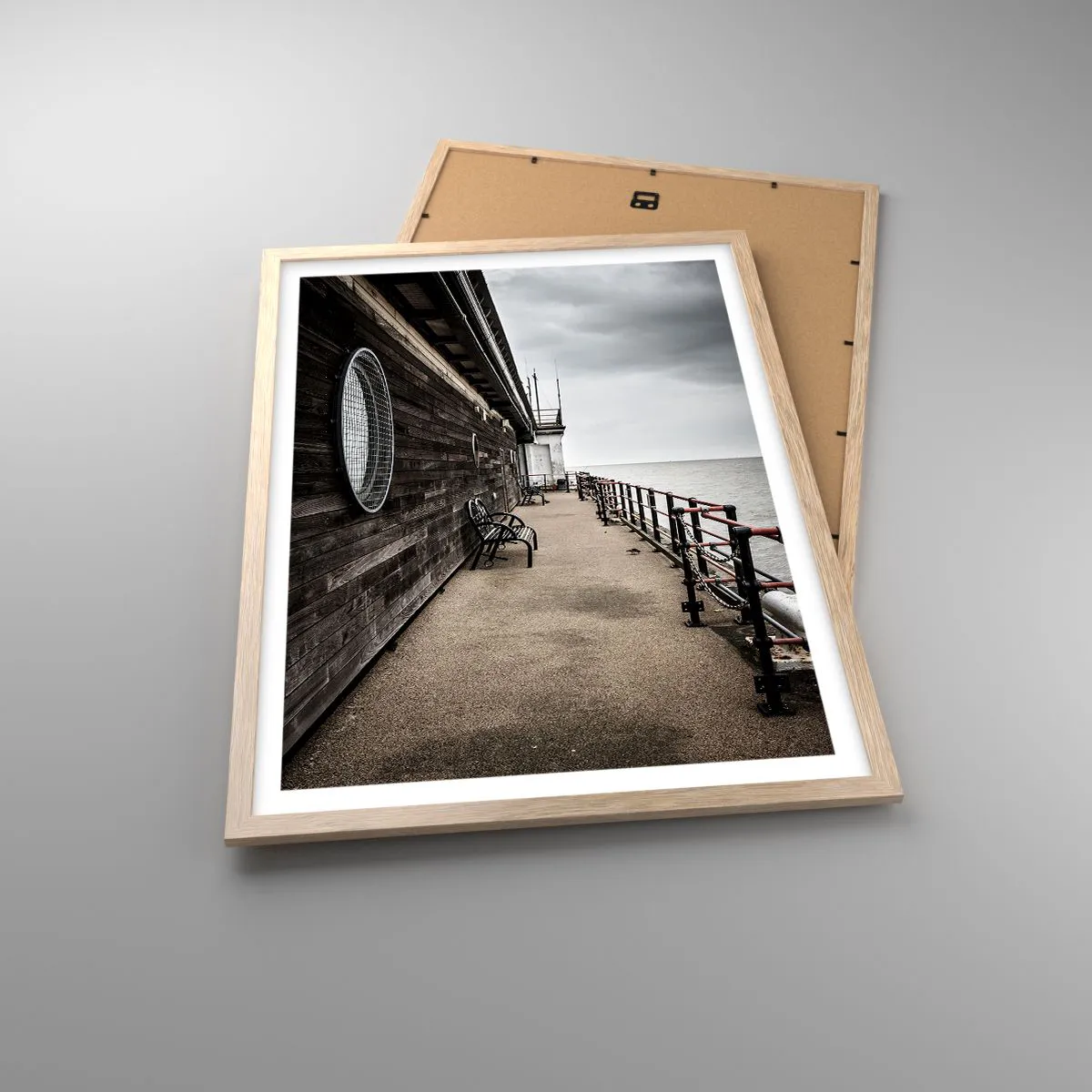 Plakat i ramme af lyst egetræ - Tiden er gået i stå - 50x70 cm