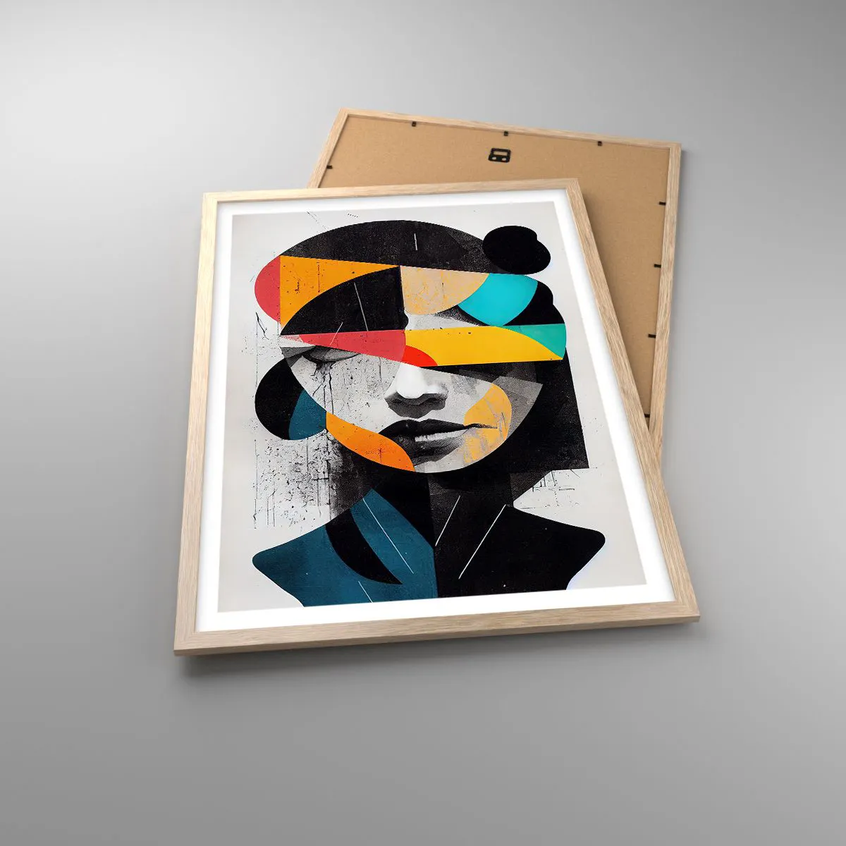 Poster in light oak frame - Multicolour Portrait of the Interior - 50x70 cm
