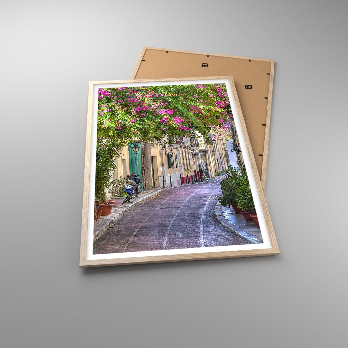 Affiche Architecture, Affiche Grèce, Affiche Ville, Affiche Ruelle, Affiche Fleurs