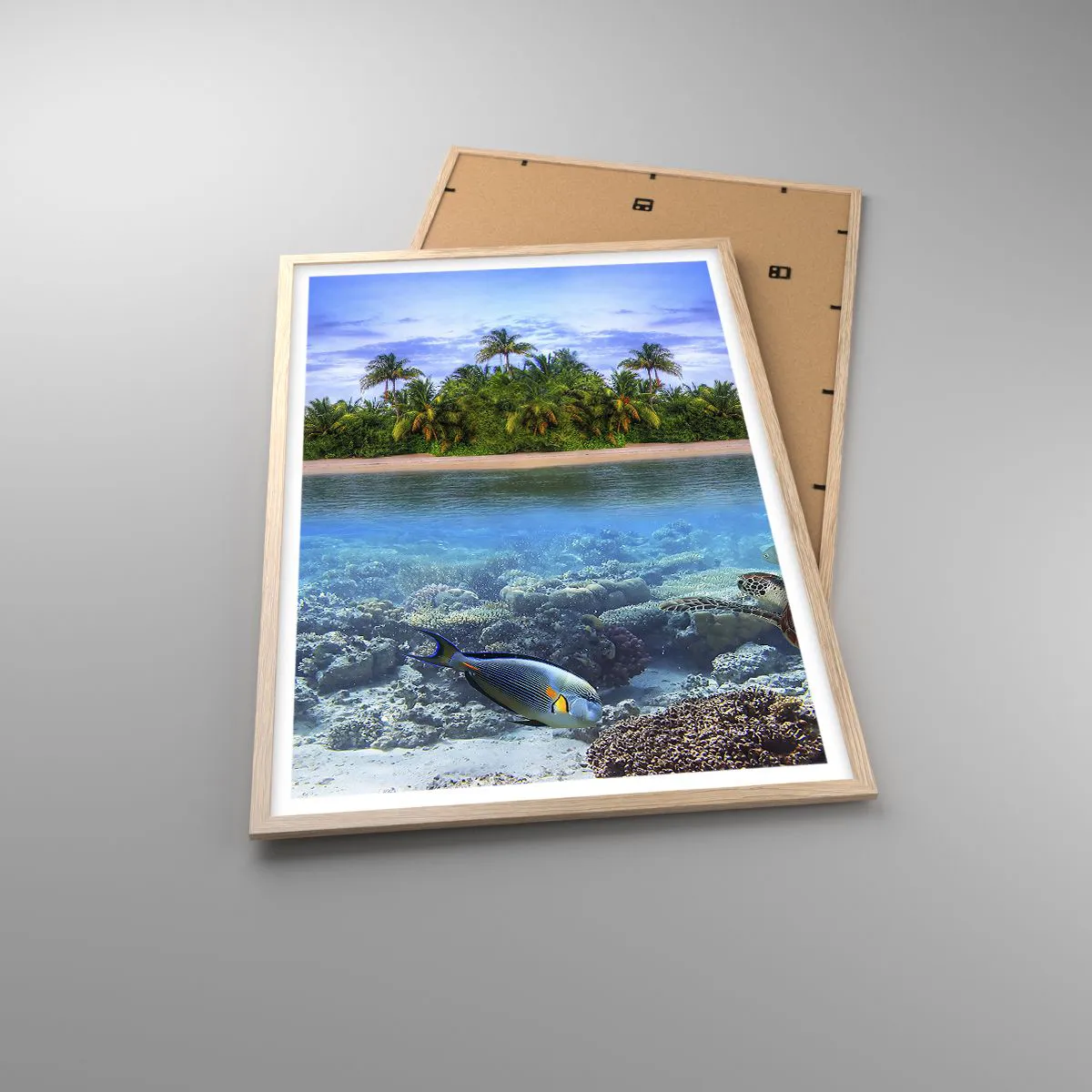 Póster en marco roble claro - Una isla paradisíaca te invita - 61x91 cm