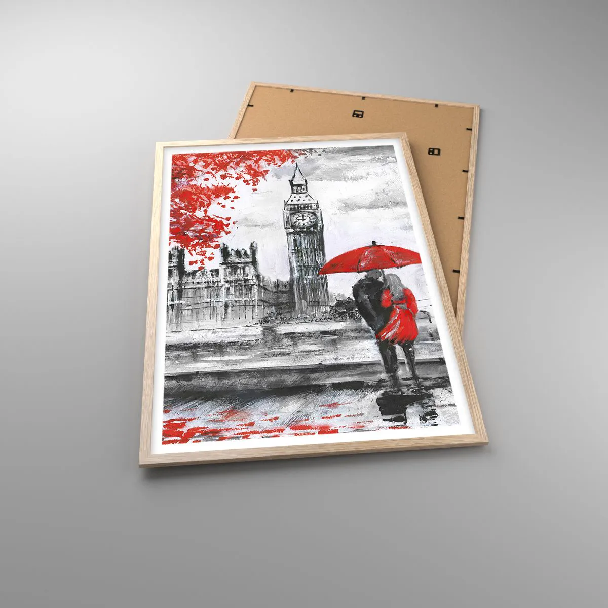 Poster in einem Rahmen aus heller Eiche - Verliebt in London - 61x91 cm