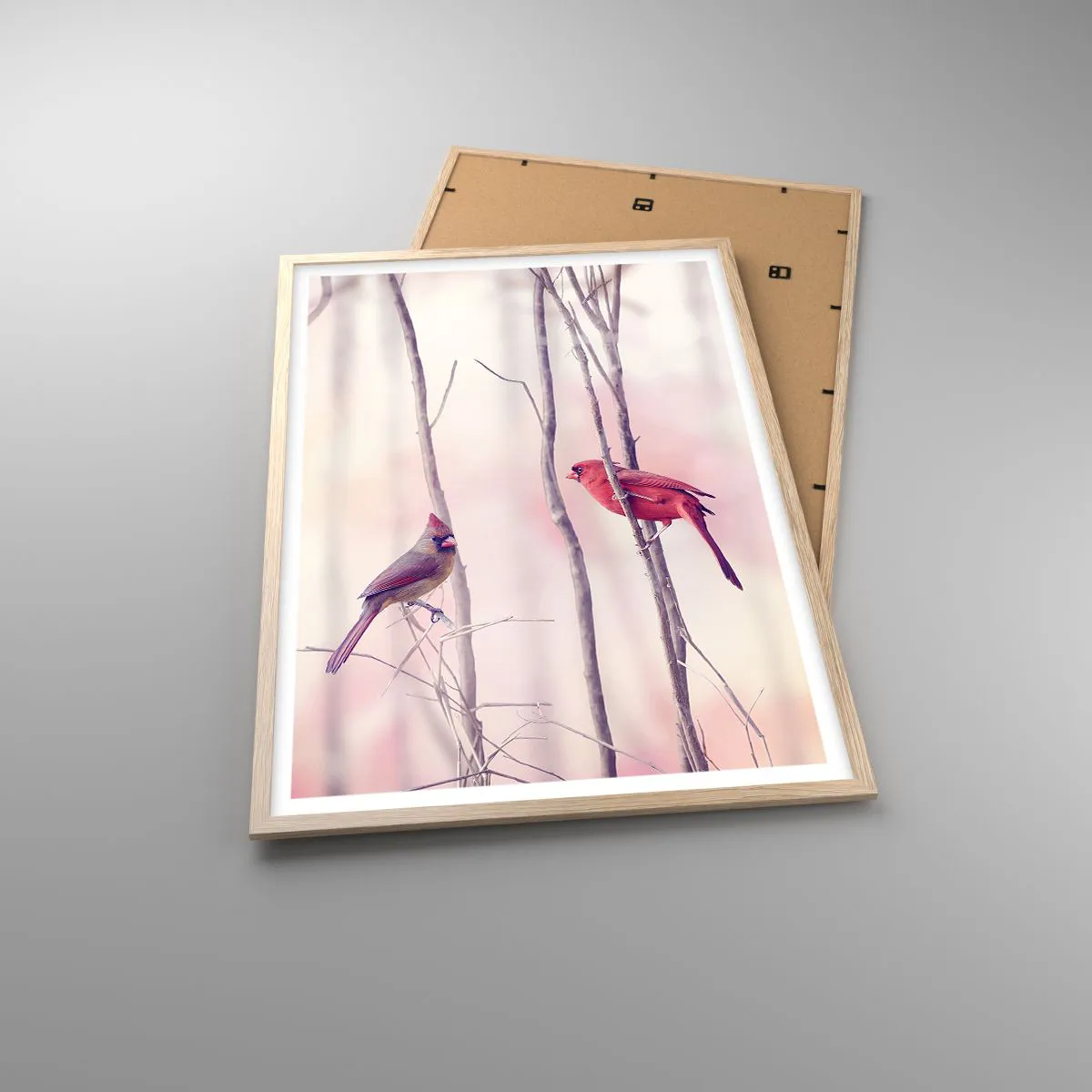 Poster in light oak frame - Tale of a Pink Forest - 61x91 cm