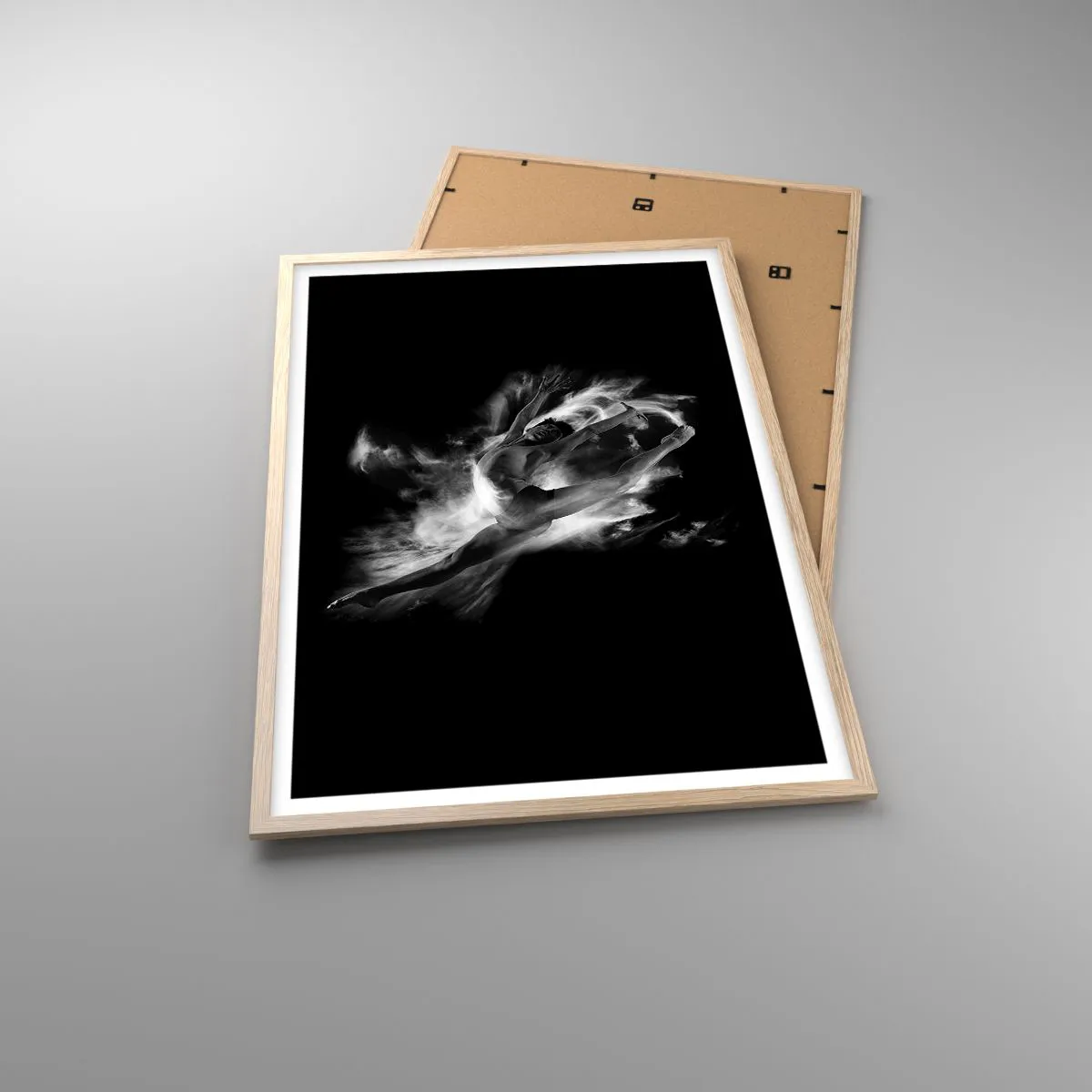 Plakat i ramme af lyst egetræ - Stoppet under flyvning - 61x91 cm