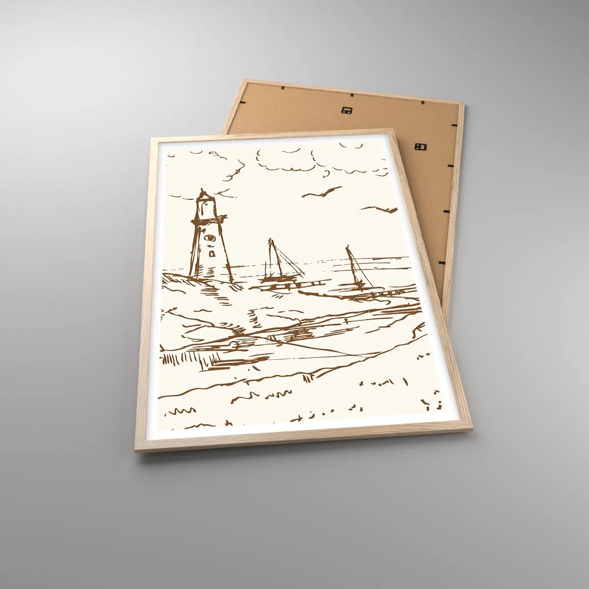 Poster in einem Rahmen aus heller Eiche - Ein Überblick über die Erinnerungen an den Sommer - 61x91 cm