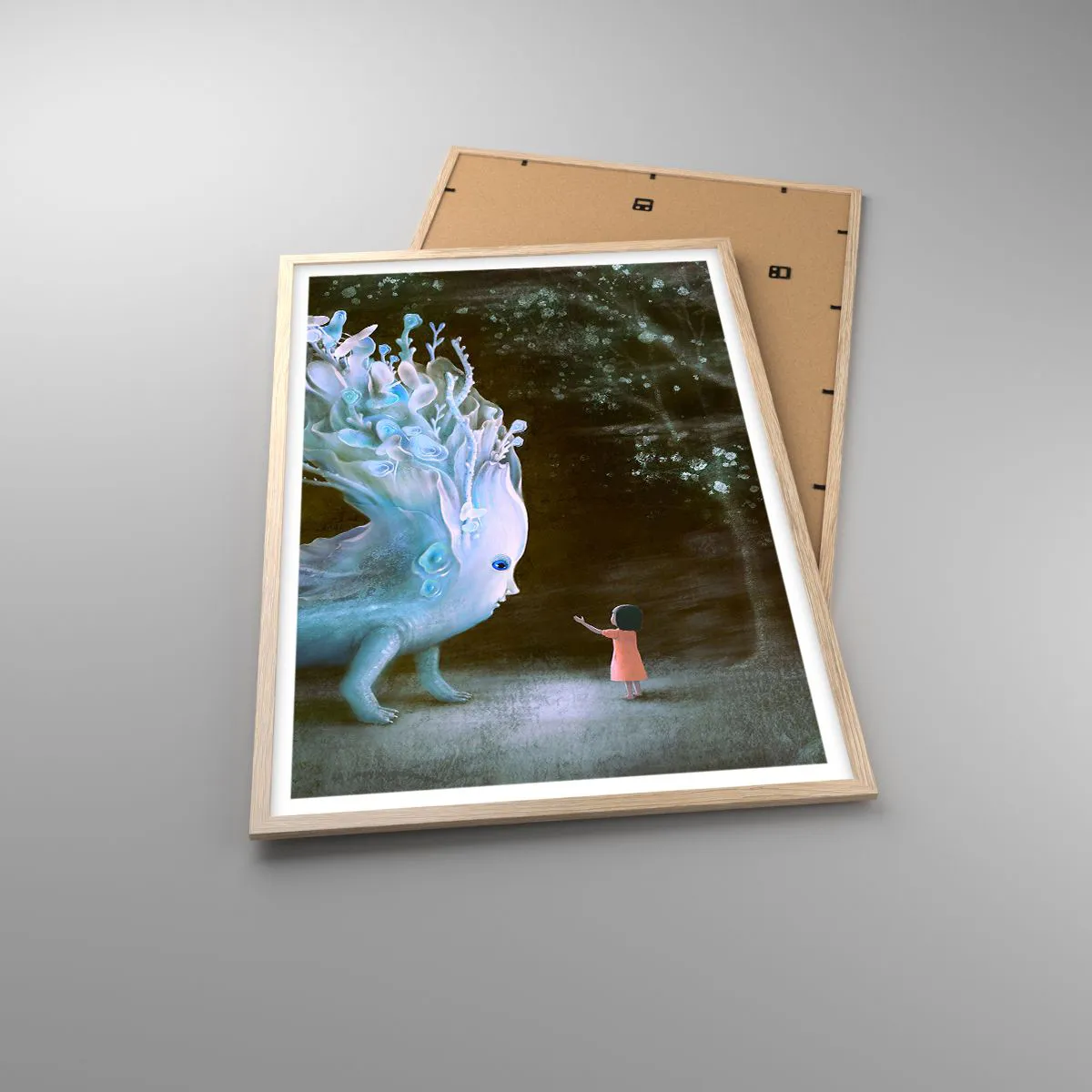 Plakat i ramme af lyst egetræ - Et fantastisk møde - 61x91 cm