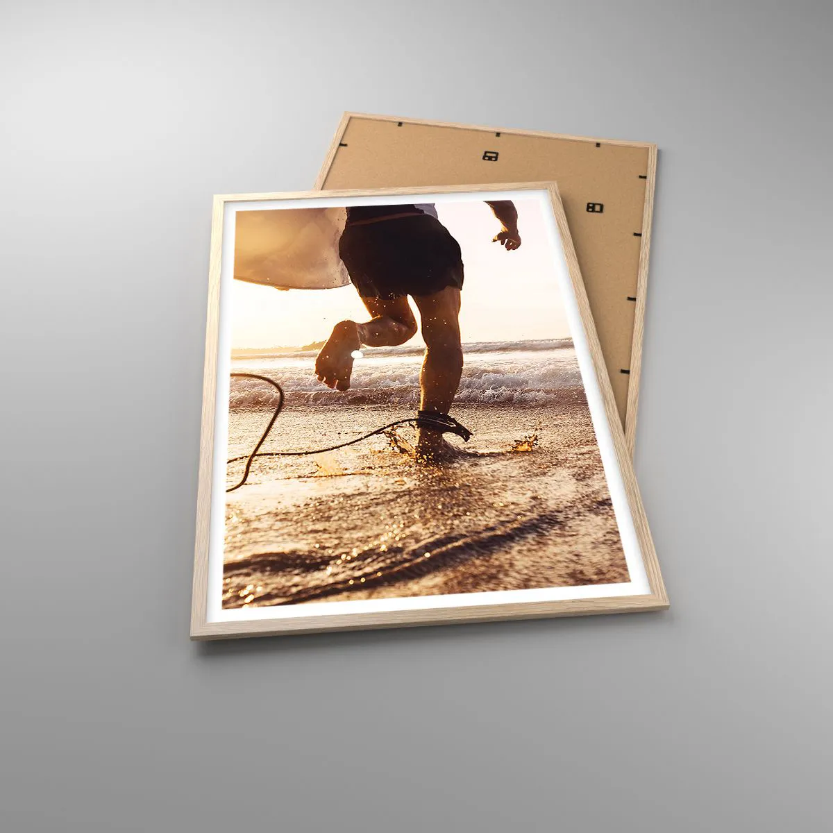 Pôster com moldura de carvalho claro - Encontro das ondas - 61x91 cm