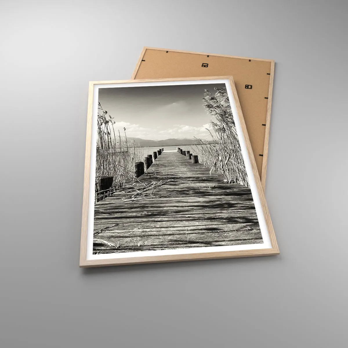Póster en marco roble claro - En la quietud de los juncos - 61x91 cm