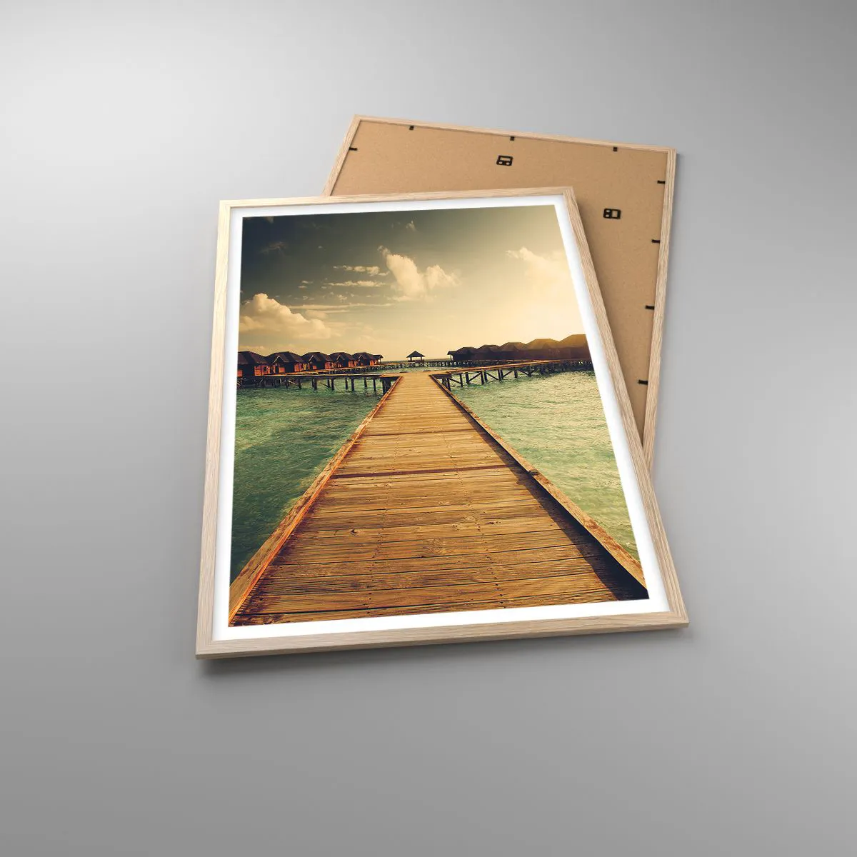 Pôster com moldura de carvalho claro - Um convite caloroso - 61x91 cm