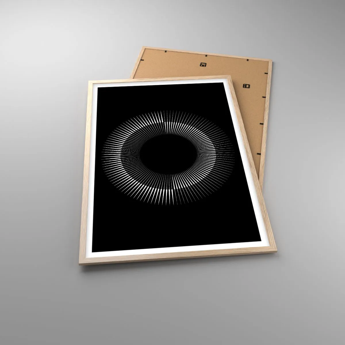 Poszter világos tölgy keretben - Fekete Nap - 61x91 cm