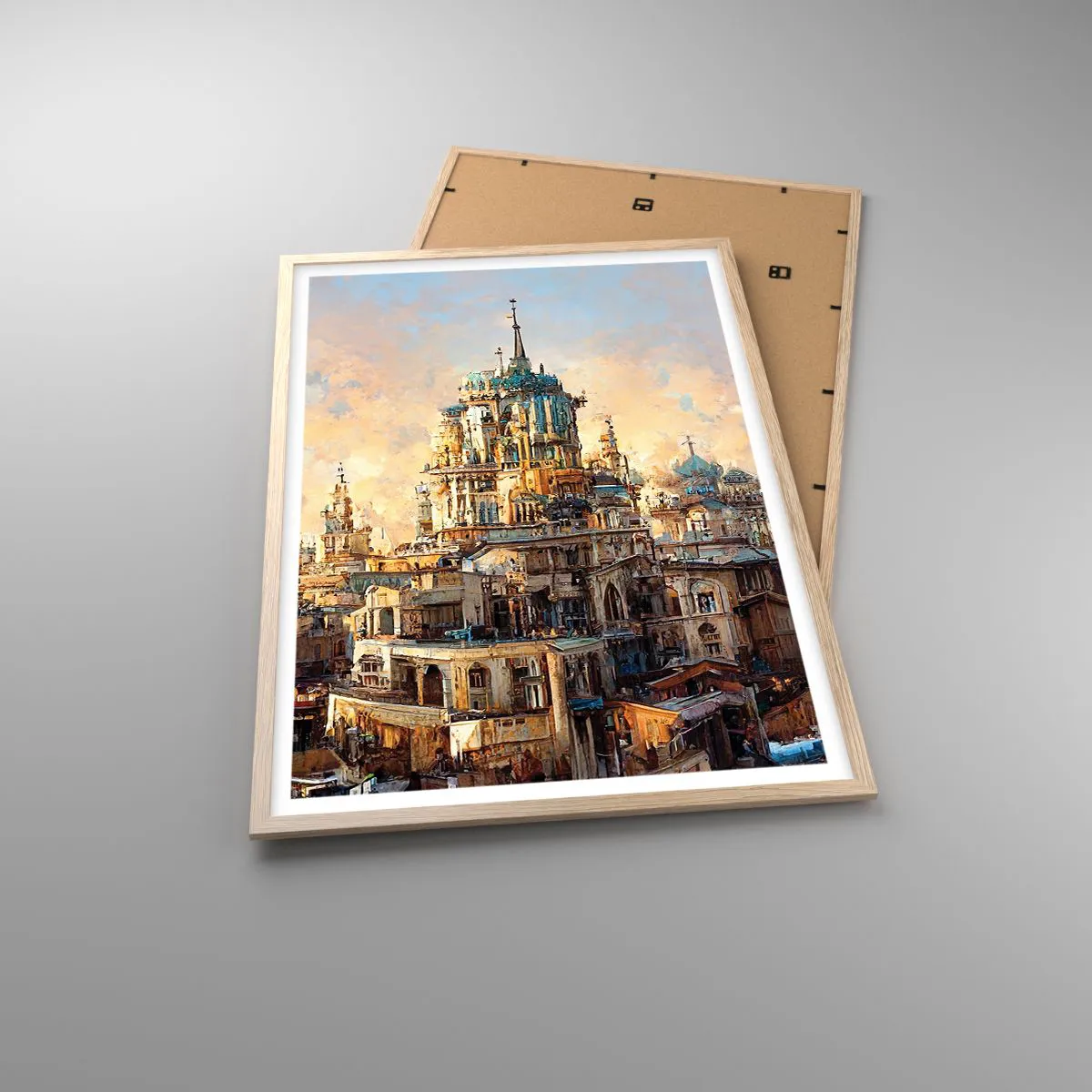 Plakat i ramme af lyst egetræ - En by af byer - 61x91 cm