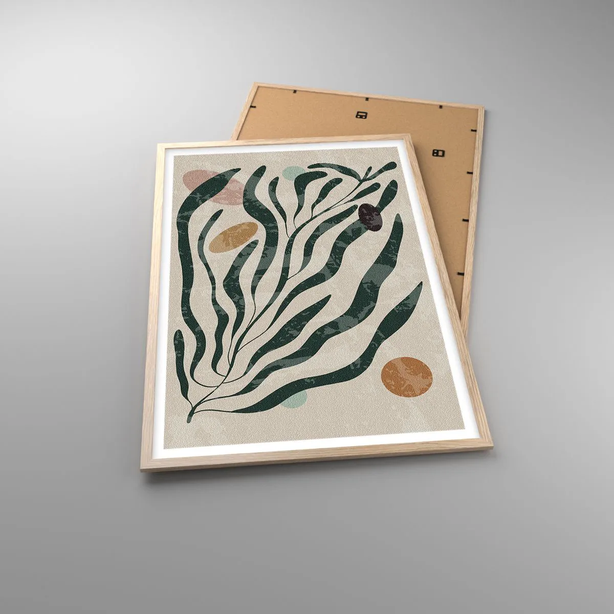 Póster en marco roble claro - Entre verdes - 61x91 cm