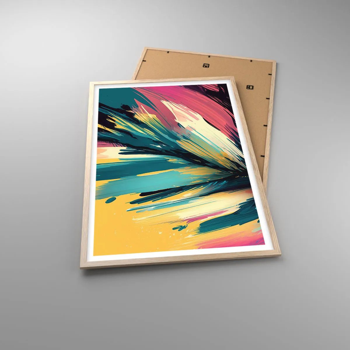 Poster in light oak frame - Composition -Explosion of Joy - 61x91 cm