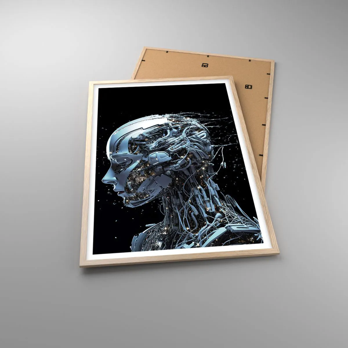 Plakát v rámu světlý dub - Technologie je žena - 61x91 cm